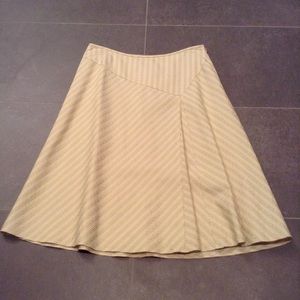 Silk/cotton green/cream A-line skirt by Ann Taylor
